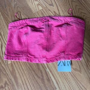 NWT Zara Pink Denim Crop Top